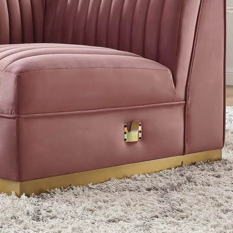 Fauteuil d'angle gauche de canapé modulaire en velours performant capitonné Channel