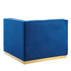 Fauteuil d'angle gauche de canapé modulaire en velours performant capitonné Channel