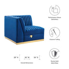 Fauteuil d'angle gauche de canapé modulaire en velours performant capitonné Channel
