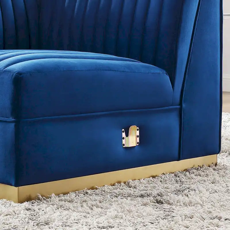 Fauteuil d'angle gauche de canapé modulaire en velours performant capitonné Channel