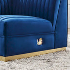 Fauteuil d'angle gauche de canapé modulaire en velours performant capitonné Channel