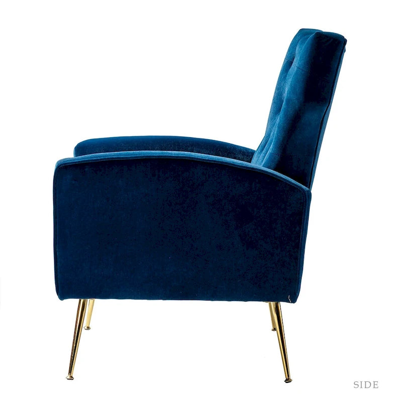Fauteuil à oreilles contemporain en velours capitonné avec pieds évasés en métal doré (paquet de 2)