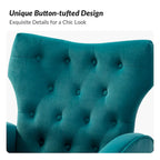 Fauteuil à oreilles contemporain en velours capitonné avec pieds évasés en métal doré (paquet de 2)