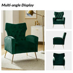 Fauteuil à oreilles contemporain en velours capitonné avec pieds évasés en métal doré (paquet de 2)