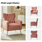 Fauteuil à oreilles contemporain en velours capitonné avec pieds évasés en métal doré (paquet de 2)