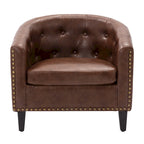 Fauteuil de club contemporain en similicuir PU avec accoudoirs encastrés et garniture cloutée