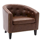 Fauteuil de club contemporain en similicuir PU avec accoudoirs encastrés et garniture cloutée