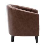 Fauteuil de club contemporain en similicuir PU avec accoudoirs encastrés et garniture cloutée