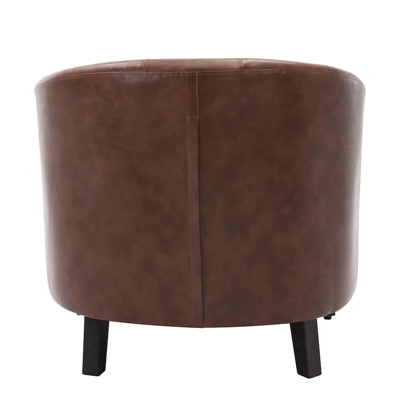 Fauteuil de club contemporain en similicuir PU avec accoudoirs encastrés et garniture cloutée