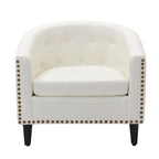 Fauteuil de club contemporain en similicuir PU avec accoudoirs encastrés et garniture cloutée