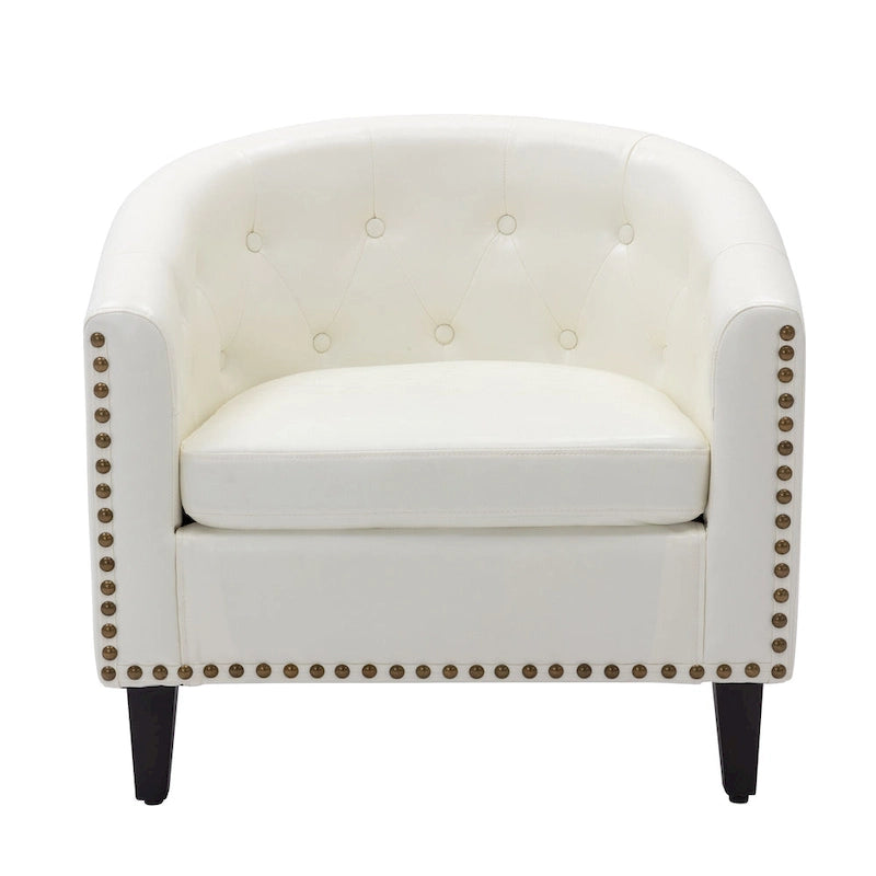 Fauteuil de club contemporain en similicuir PU avec accoudoirs encastrés et garniture cloutée