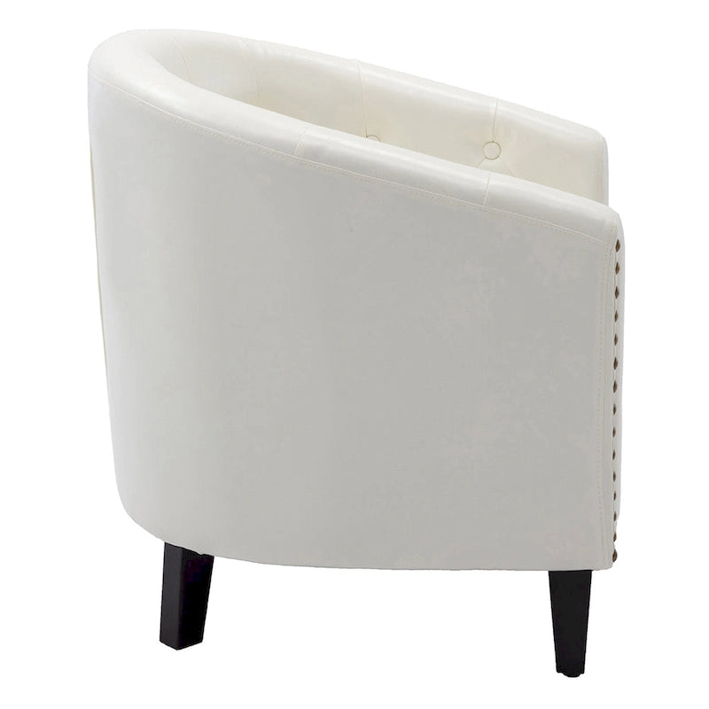 Fauteuil de club contemporain en similicuir PU avec accoudoirs encastrés et garniture cloutée