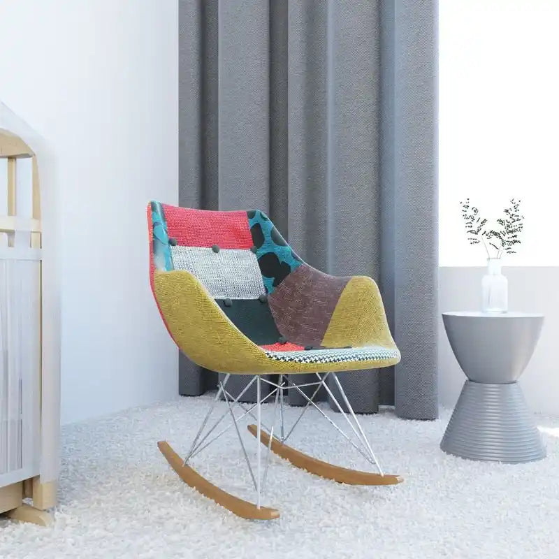 Fauteuil à bascule d'allaitement rembourré en polyester - Fauteuil d'appoint moderne pour salon ou chambre à coucher