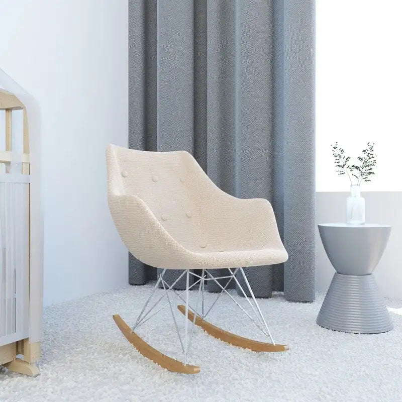 Fauteuil à bascule d'allaitement rembourré en polyester - Fauteuil d'appoint moderne pour salon ou chambre à coucher