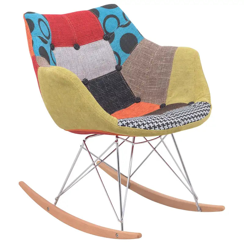 Fauteuil à bascule d'allaitement rembourré en polyester - Fauteuil d'appoint moderne pour salon ou chambre à coucher