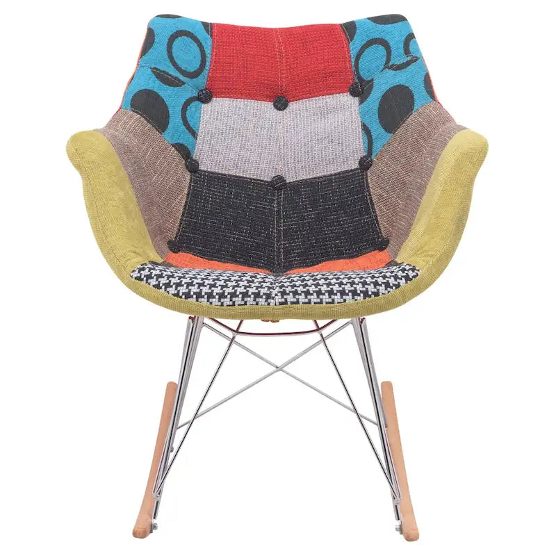 Fauteuil à bascule d'allaitement rembourré en polyester - Fauteuil d'appoint moderne pour salon ou chambre à coucher