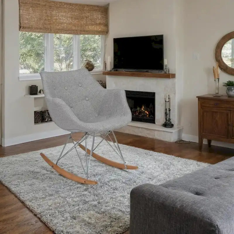 Fauteuil à bascule d'allaitement rembourré en polyester - Fauteuil d'appoint moderne pour salon ou chambre à coucher