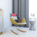 Fauteuil à bascule d'allaitement rembourré en polyester - Fauteuil d'appoint moderne pour salon ou chambre à coucher