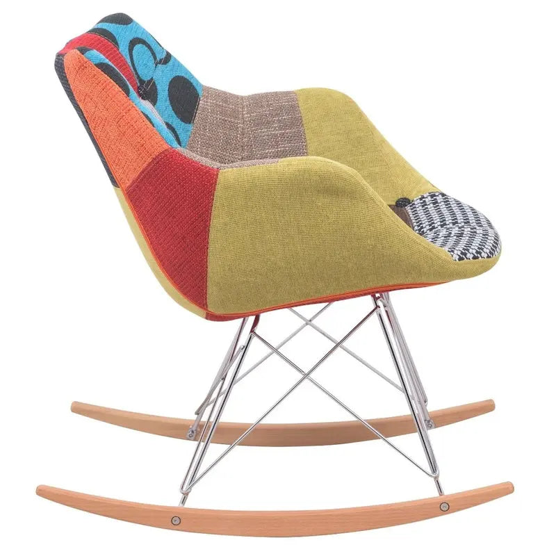 Fauteuil à bascule d'allaitement rembourré en polyester - Fauteuil d'appoint moderne pour salon ou chambre à coucher