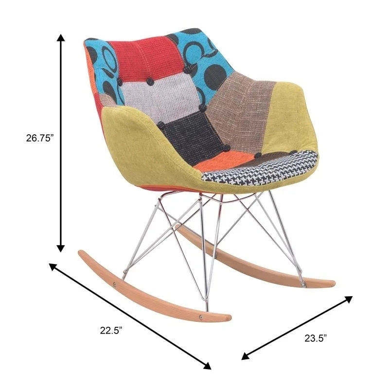 Fauteuil à bascule d'allaitement rembourré en polyester - Fauteuil d'appoint moderne pour salon ou chambre à coucher