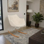 Fauteuil à bascule d'allaitement rembourré en polyester - Fauteuil d'appoint moderne pour salon ou chambre à coucher
