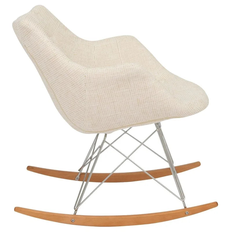 Fauteuil à bascule d'allaitement rembourré en polyester - Fauteuil d'appoint moderne pour salon ou chambre à coucher