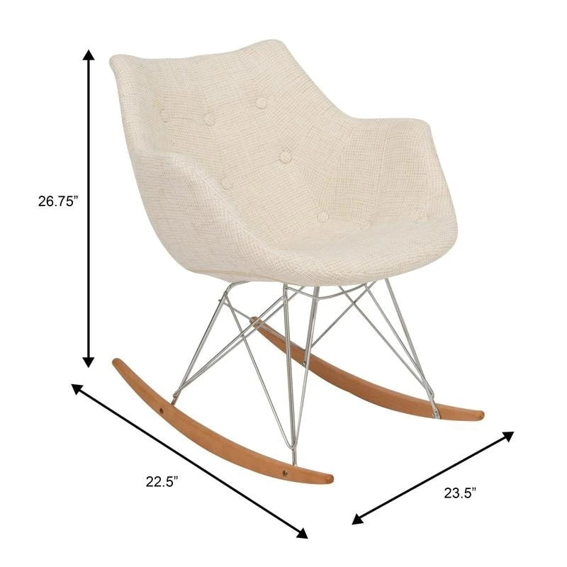 Fauteuil à bascule d'allaitement rembourré en polyester - Fauteuil d'appoint moderne pour salon ou chambre à coucher