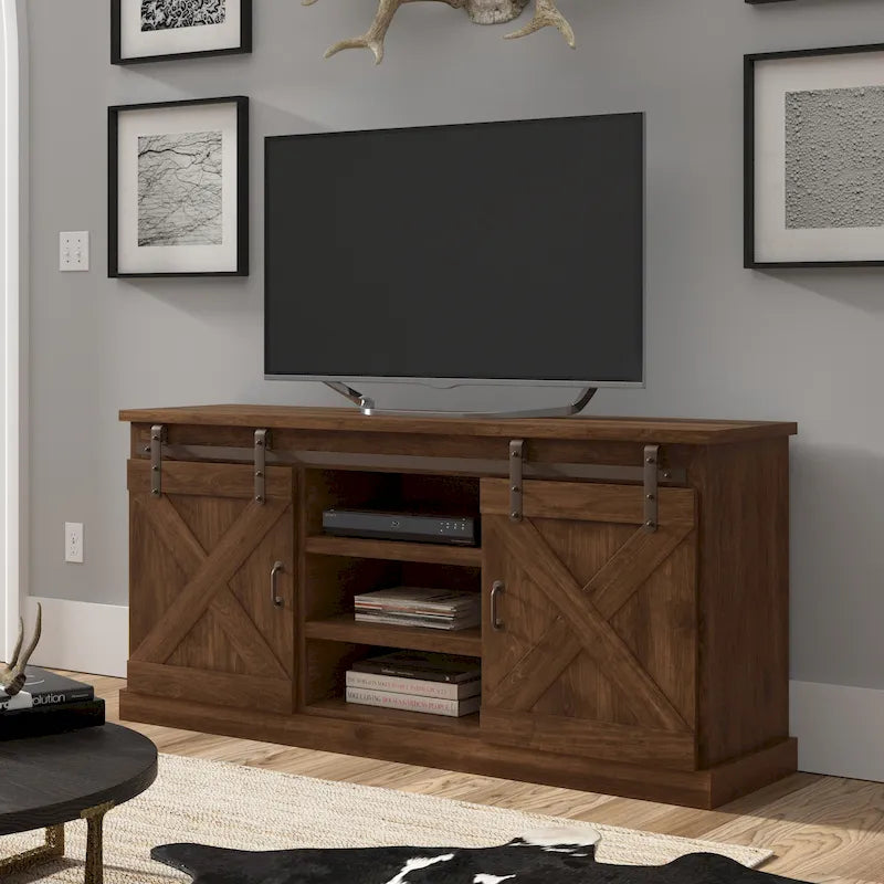 Meuble TV en bois de style rustique de 66 pouces