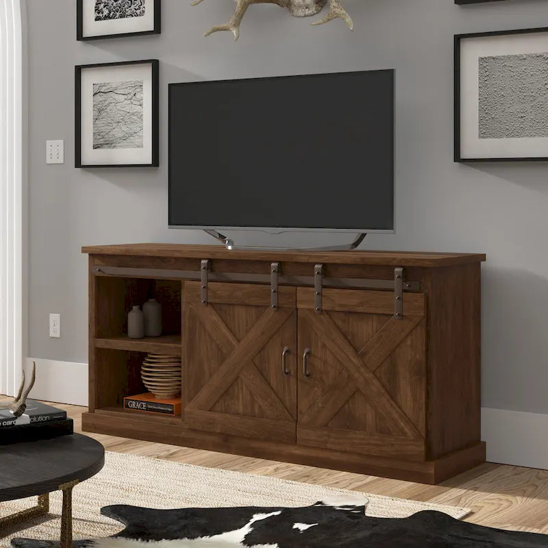 Meuble TV en bois de style rustique de 66 pouces
