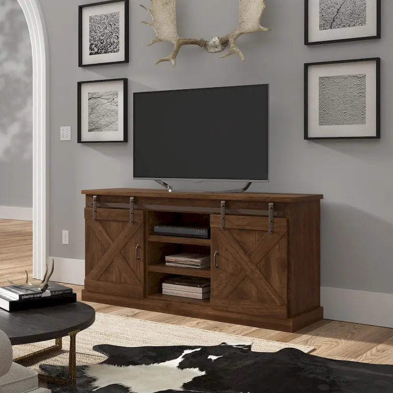 Meuble TV en bois de style rustique de 66 pouces