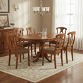 Ensemble de salle à manger 7 pièces avec table ovale et chaises massives, brun selle