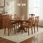 Ensemble de salle à manger 7 pièces avec table ovale et chaises massives, brun selle