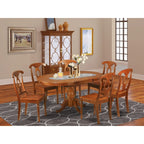 Ensemble de salle à manger 7 pièces avec table ovale et chaises massives, brun selle