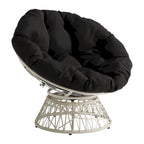 Fauteuil Papasan avec coussin rond et tressage en osier crème