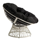 Fauteuil Papasan avec coussin rond et tressage en osier crème