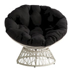 Fauteuil Papasan avec coussin rond et tressage en osier crème