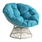 Fauteuil Papasan avec coussin rond et tressage en osier crème