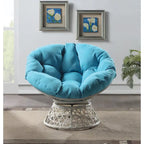 Fauteuil Papasan avec coussin rond et tressage en osier crème