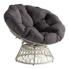 Fauteuil Papasan avec coussin rond et tressage en osier crème