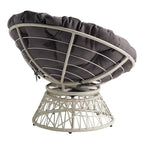 Fauteuil Papasan avec coussin rond et tressage en osier crème