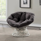 Fauteuil Papasan avec coussin rond et tressage en osier crème