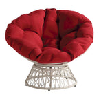 Fauteuil Papasan avec coussin rond et tressage en osier crème