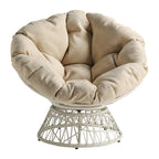 Fauteuil Papasan avec coussin rond et tressage en osier crème