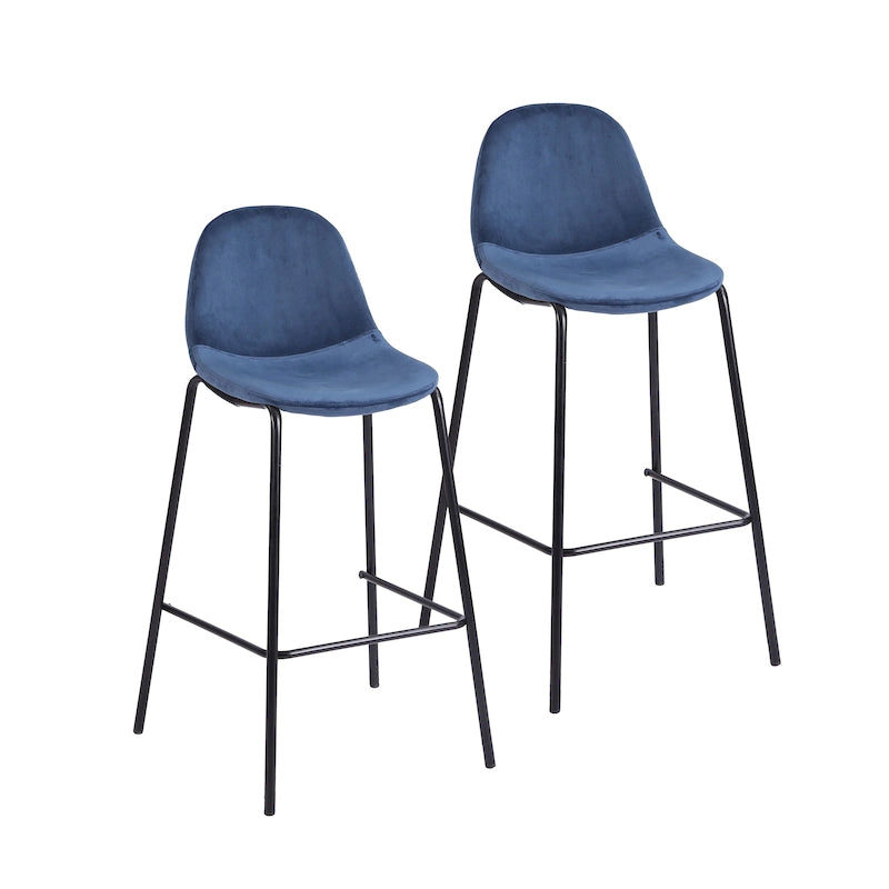 Tabourets de bar en velours (lot de 2), Revêtement en velours, Pieds en fer