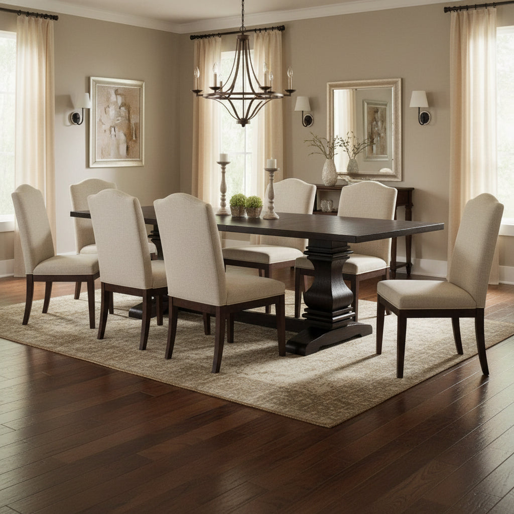 Rectangular Wood Dining Table in Rustic Espresinso
