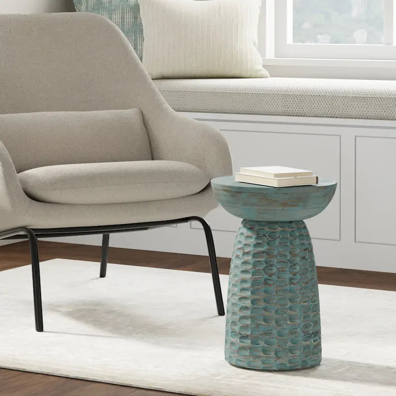 Table d'appoint contemporaine en bois massif de 33 cm de large - 32 P x 32 L x 45 H cm