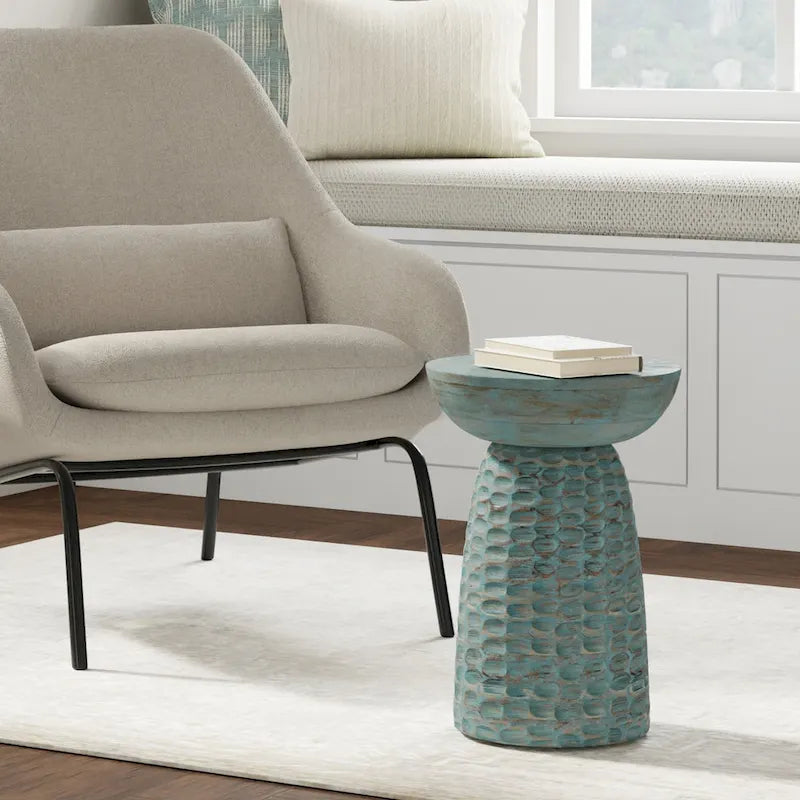 Table d'appoint contemporaine en bois massif de 33 cm de large - 32 P x 32 L x 45 H cm