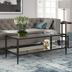 Table basse rectangulaire de 45 de large avec étagère miroir