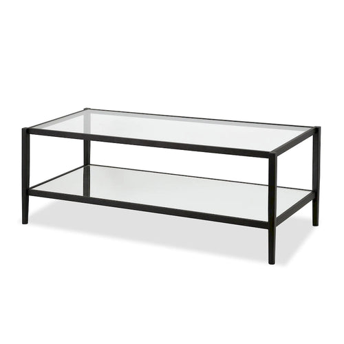 Table basse rectangulaire de 45 de large avec étagère miroir