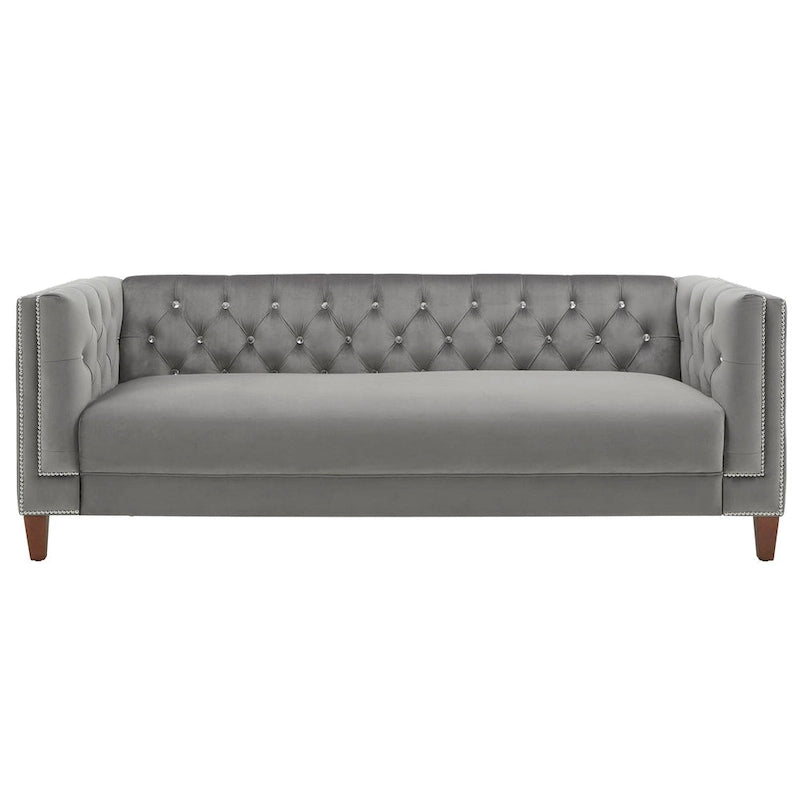 Sièges en Velours Gris "Jewel-tuft" avec Clous Décoratifs